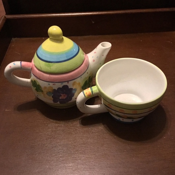 Bella Casa Tea Set for one. Bright coloured 3 piece set for someone special - Picture 3 of 8